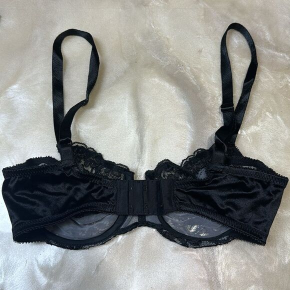 Vintage Lily of France Black Lace Bra 34c - Picture 3 of 6